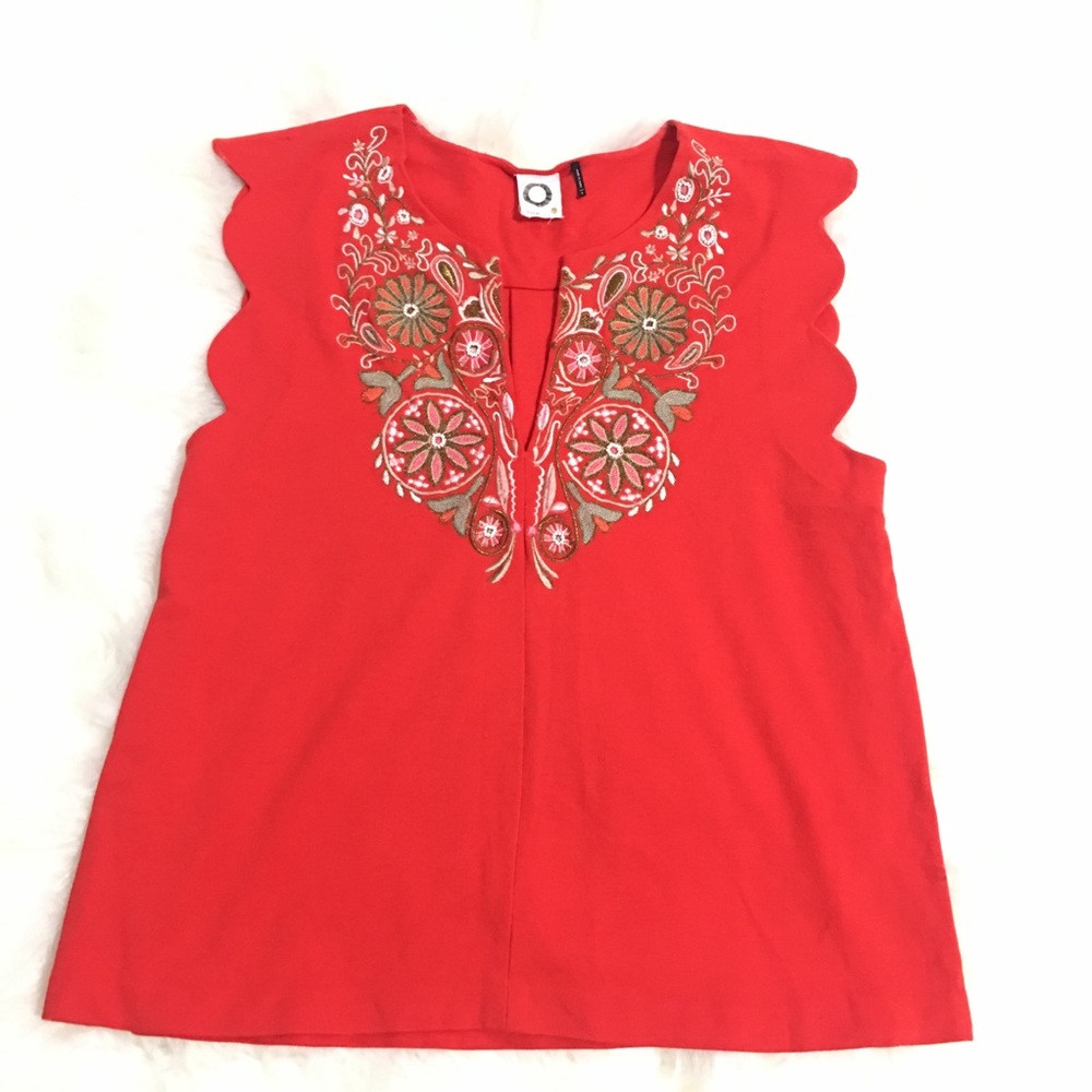Anthropologie Akemi & Kin Red embellished top S
